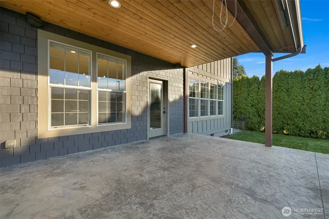 a view of backyard with green space