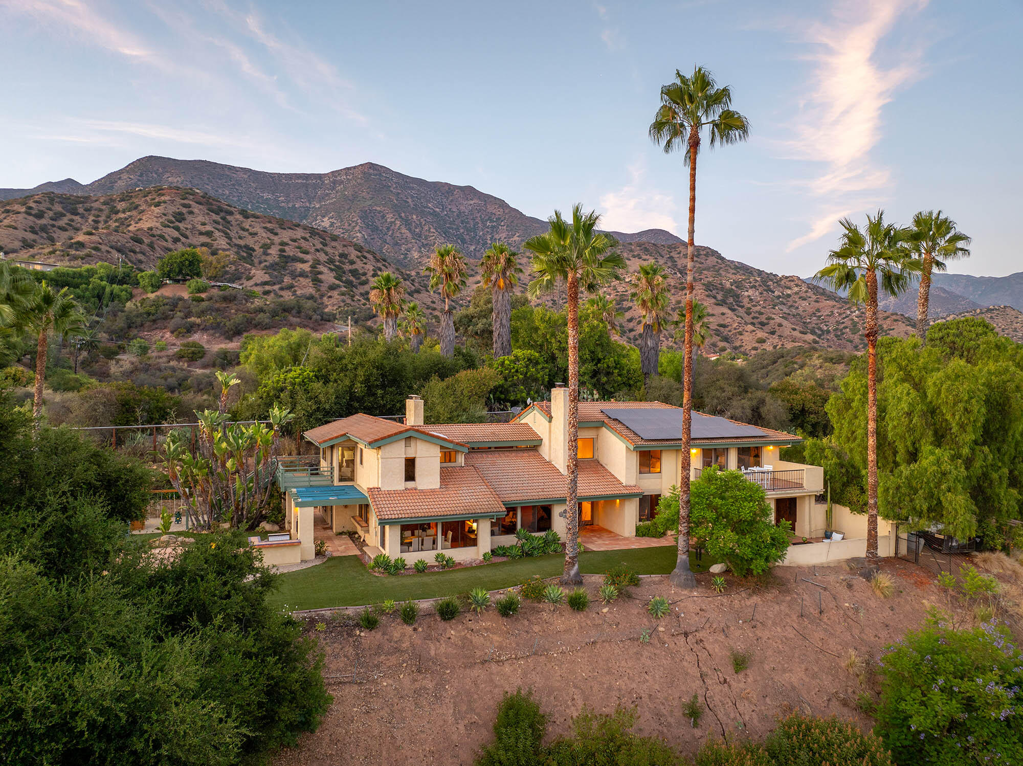 1119 North Signal Street Ojai, CA 93023 - Photo 14 of 83 Twilight aerial front - 1119 N Signal St