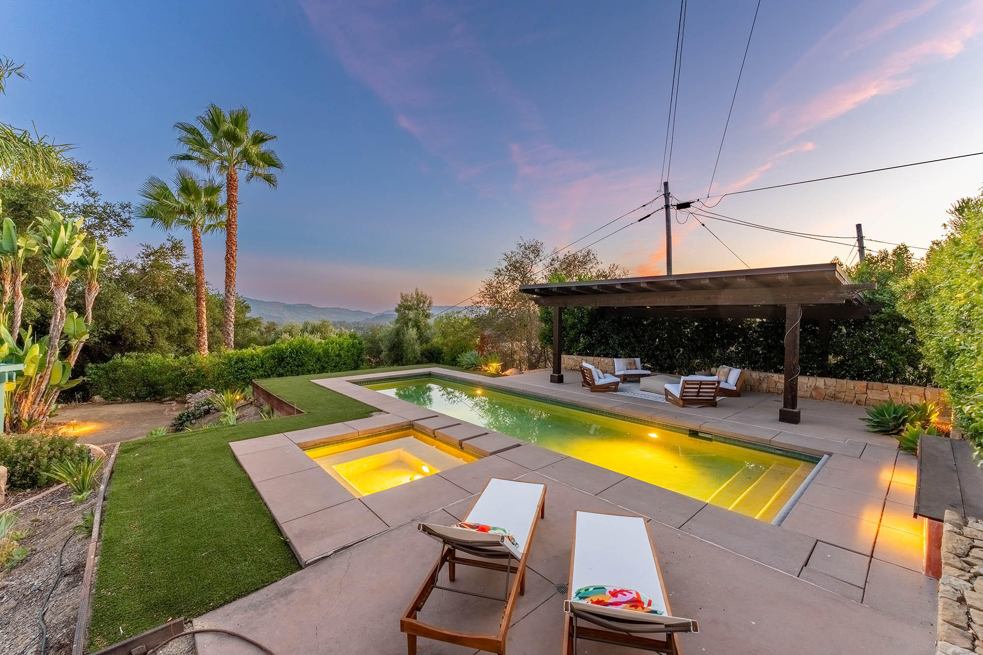 1119 North Signal Street Ojai, CA 93023 - Photo 70 of 83 Twilight pool - 1119 N Signal St