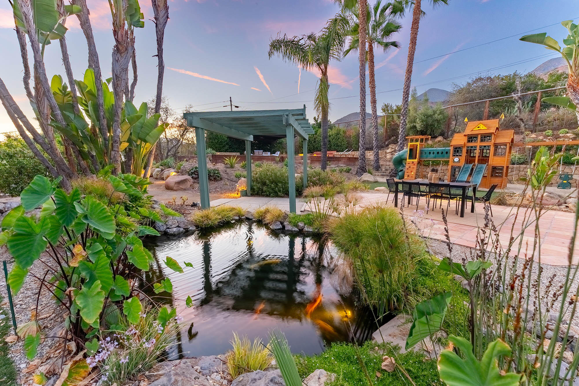 1119 North Signal Street Ojai, CA 93023 - Photo 10 of 83 Twilight koi pond - 1119 N Signal St