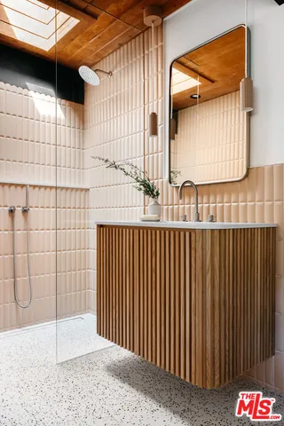 a swimming pool with outdoor seating and yard