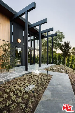 a building exterior with the garden