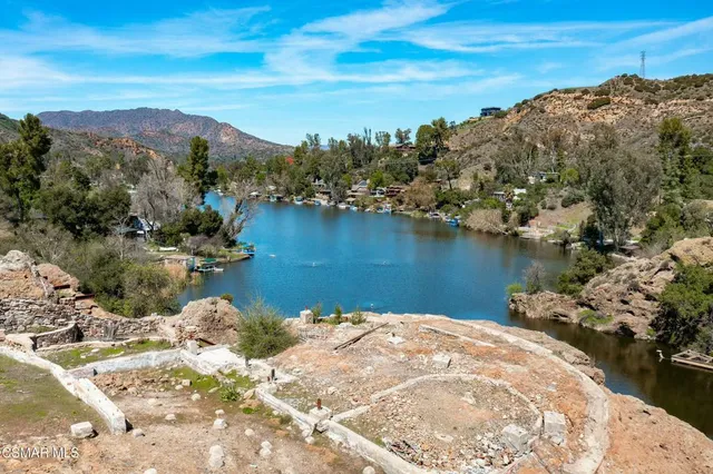 a view of a lake with a mountain