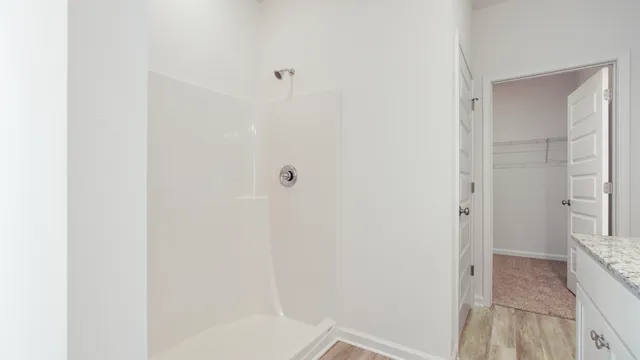 a bathroom with a shower