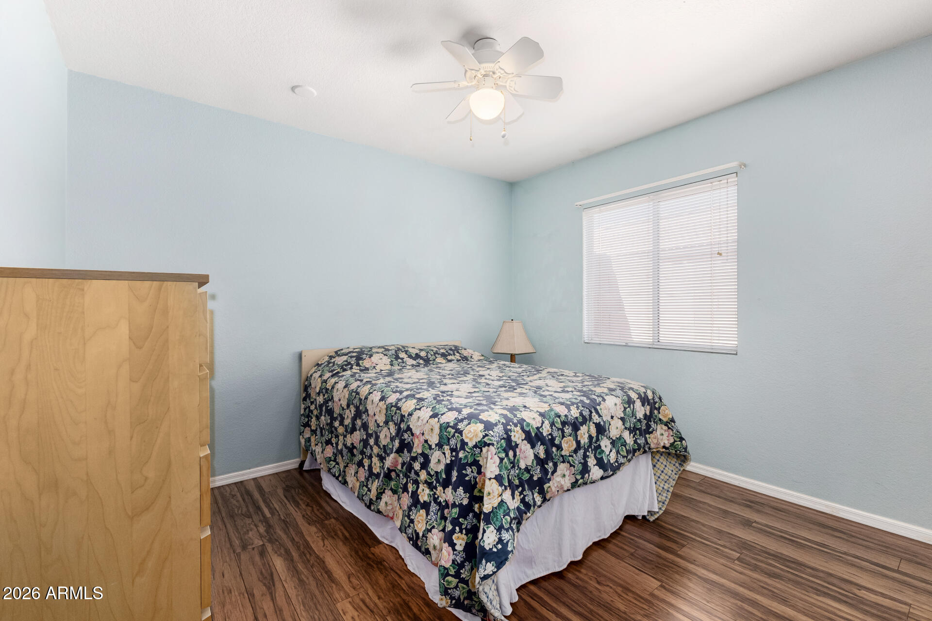 79 West Gail Drive Gilbert, AZ 85233 - Photo 28 of 37 Bedroom 3, wood floors ceiling fan
