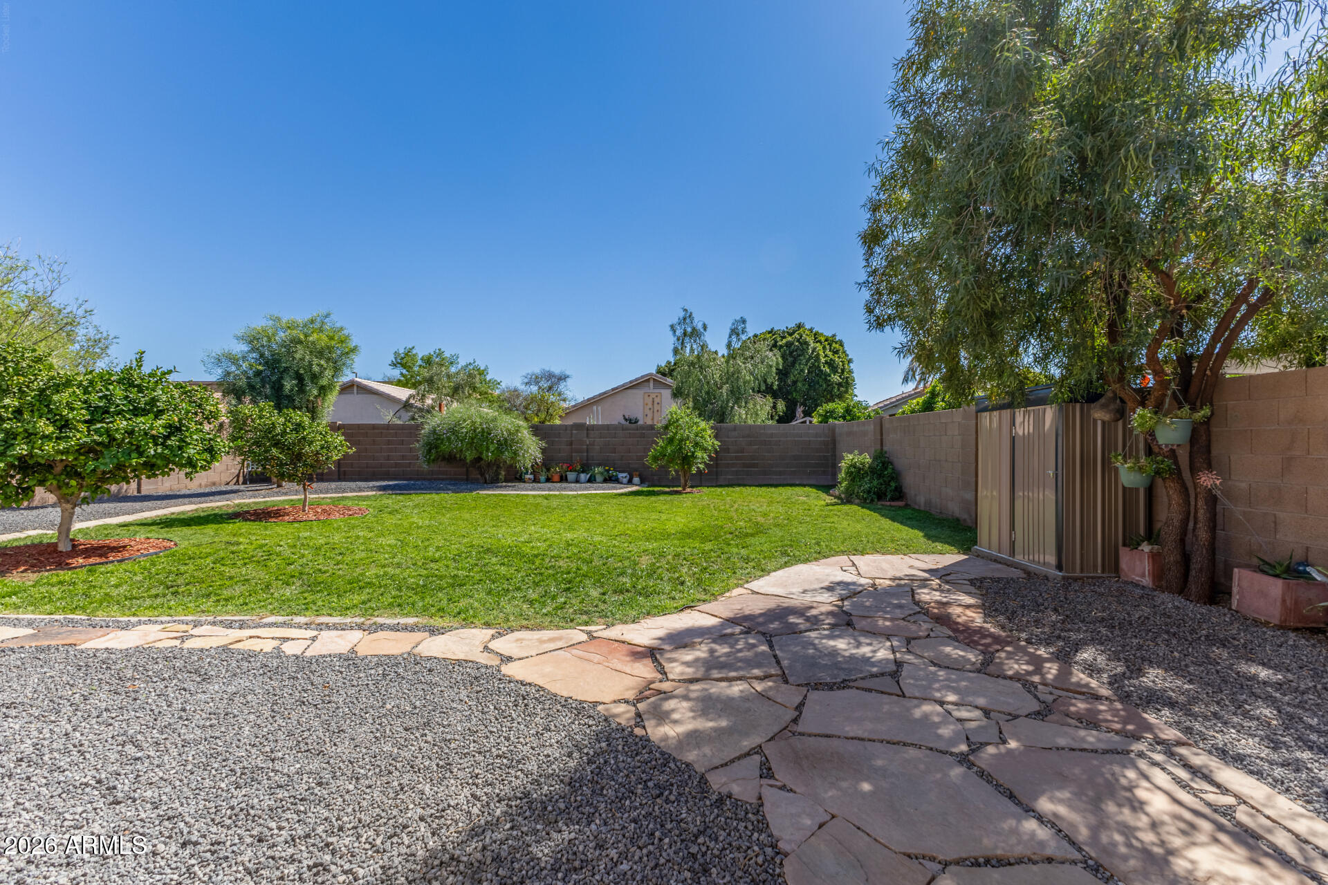 79 West Gail Drive Gilbert, AZ 85233 - Photo 31 of 37 Backyard, large grass lawn flagstone