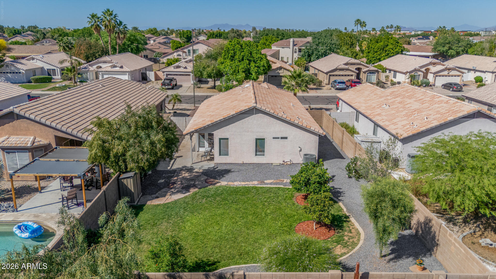 79 West Gail Drive Gilbert, AZ 85233 - Photo 36 of 37 Aerial view, backyard mountain views