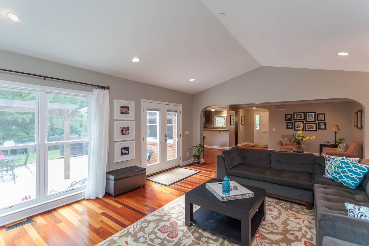 3145 Merrianne Drive Raleigh, NC 27607 - Photo 5 of 25 The family room enjoys a beautiful wall of custom bookcases, multiple windows and adjoins the new patio. Wall of Custom Bookcases