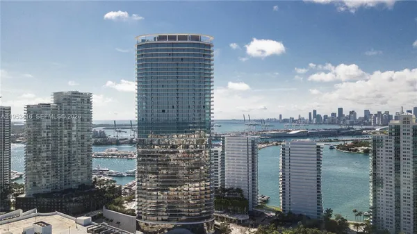 a view of a city with tall buildings