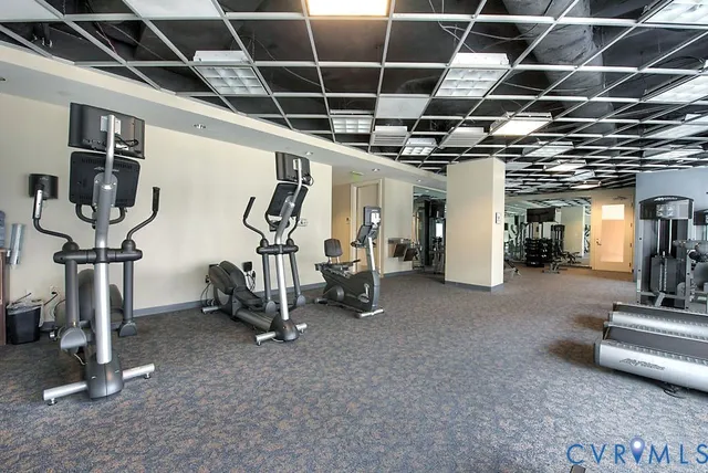a view of a room with gym equipment