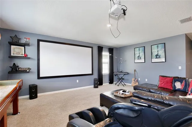 an aerial view of a house with outdoor space