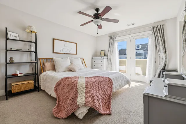a bedroom with a bed and a walk in closet