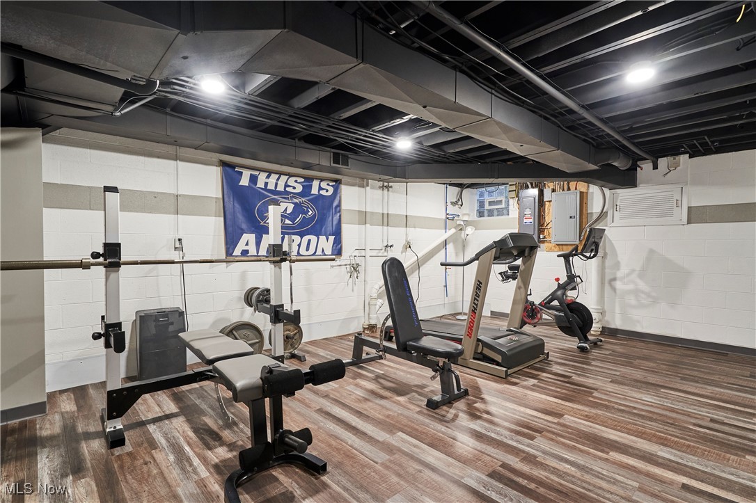 2285 Lancaster Road Akron, OH 44313 - Photo 43 of 48 Workout room with electric panel and wood finished floors