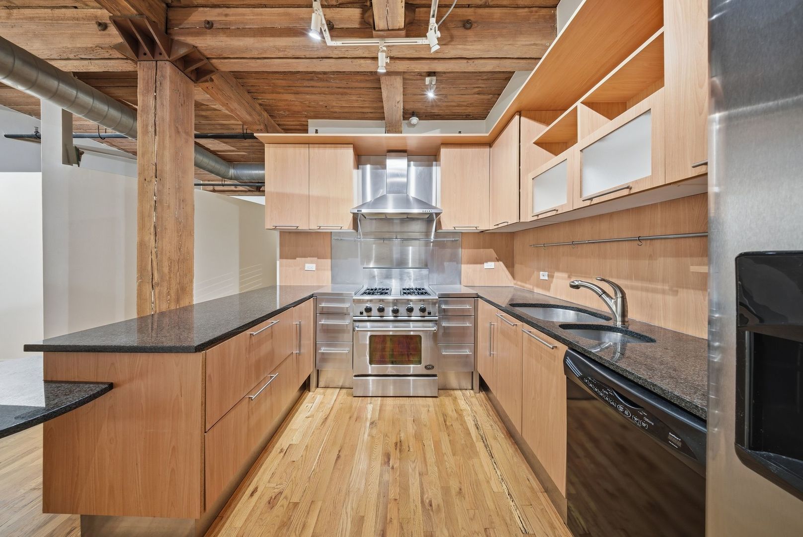 1000 West Washington Boulevard, Unit 232 Chicago, IL 60607 - Photo 6 of 17 a kitchen with stainless steel appliances granite countertop a stove and a sink
