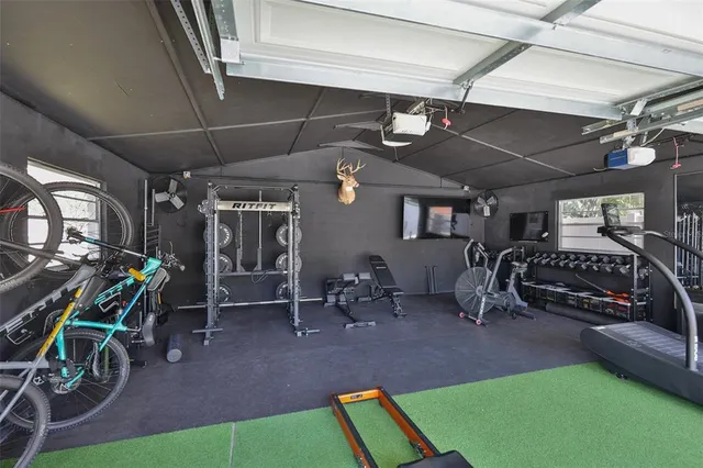 a view of a room with gym equipment