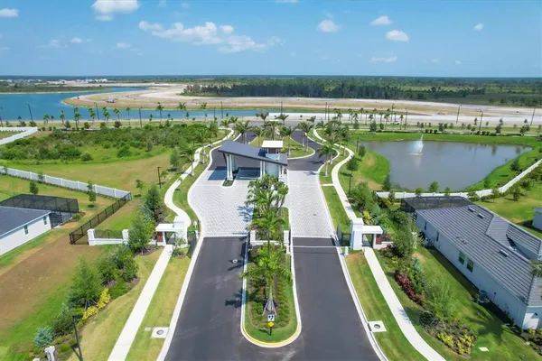 a view of a lake with outdoor space