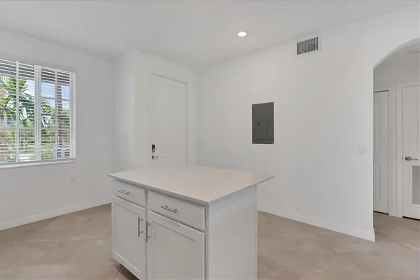 a room with cabinets