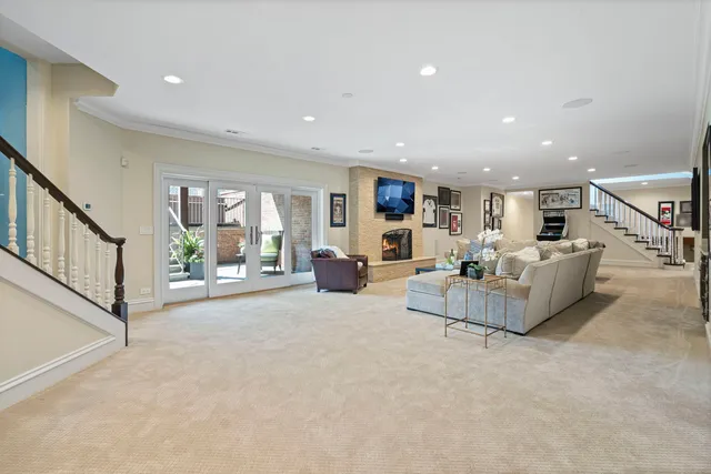 a view of a patio with table and chairs and potted plants