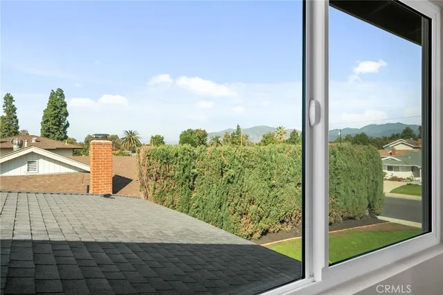 a view of a balcony with an outdoor space