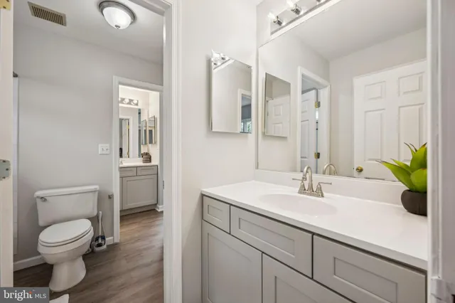 a bathroom with a toilet a sink and mirror