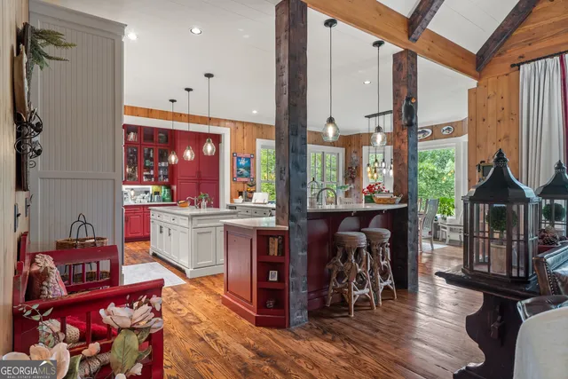 a workspace with furniture and window