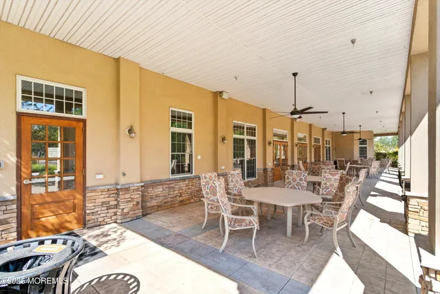 a view of a garden with a lake view