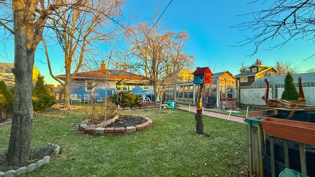 a view of a park with large tree