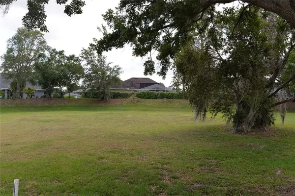 a view of yard with swimming pool and green space
