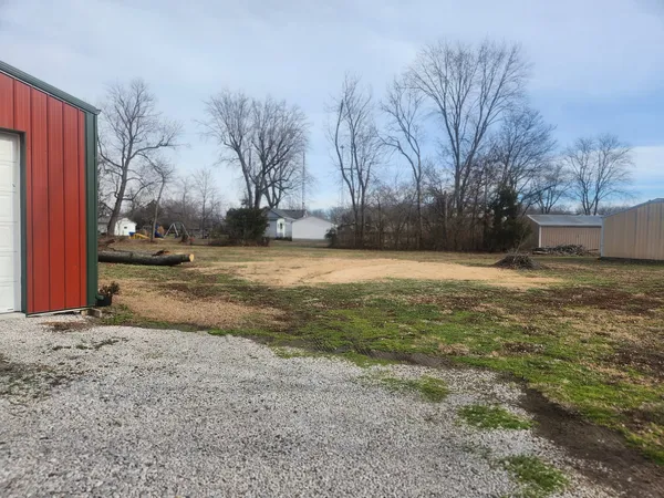 a view of a yard with trees
