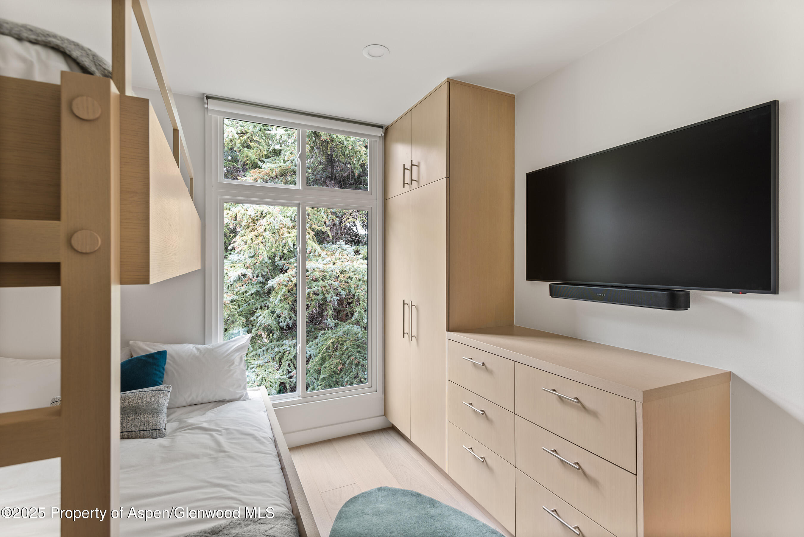 800 East Hopkins Avenue, Unit B5 Aspen, CO 81611 - Photo 21 of 29 a living room with flat screen tv and a floor to ceiling window