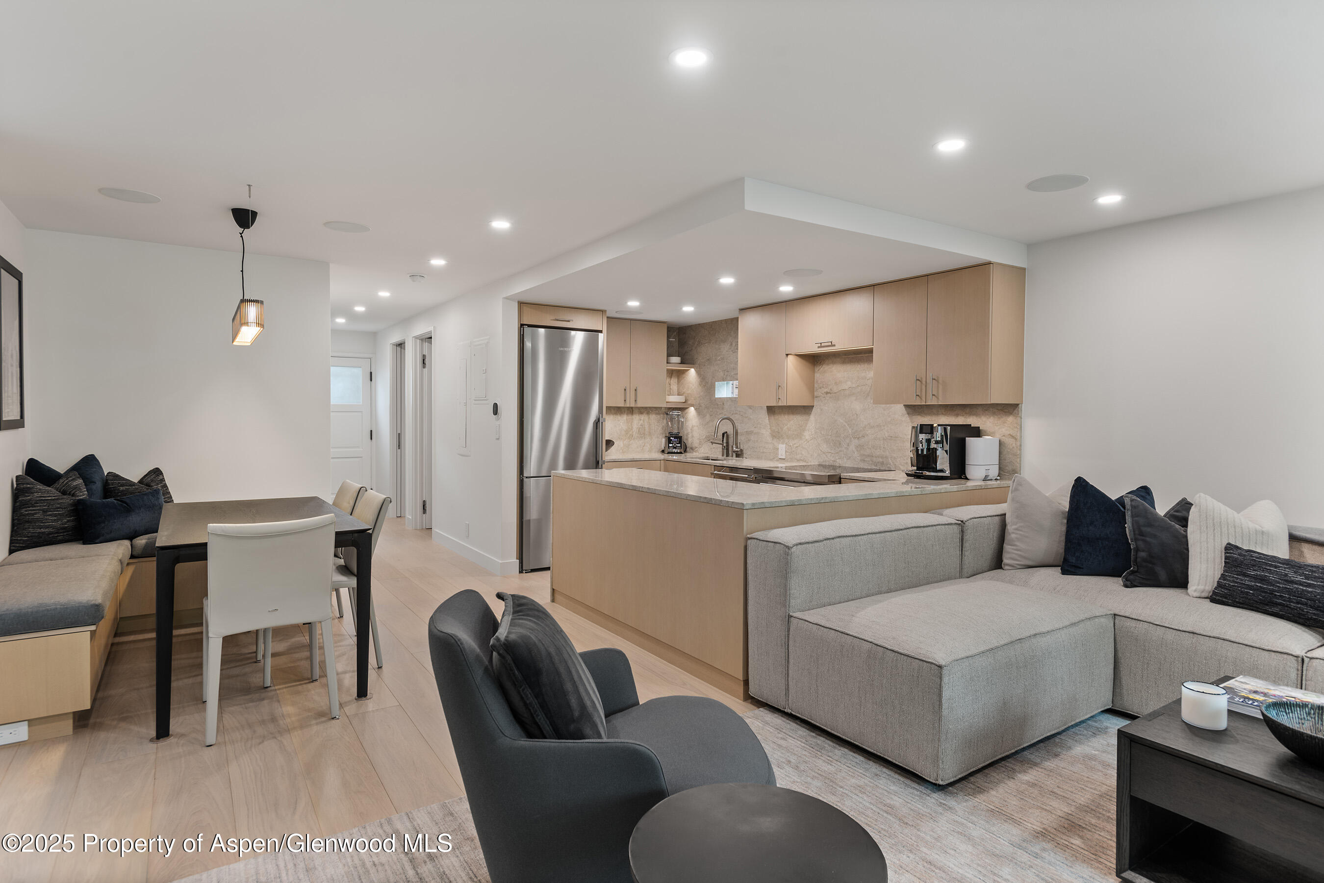 800 East Hopkins Avenue, Unit B5 Aspen, CO 81611 - Photo 4 of 29 a living room with furniture and kitchen view
