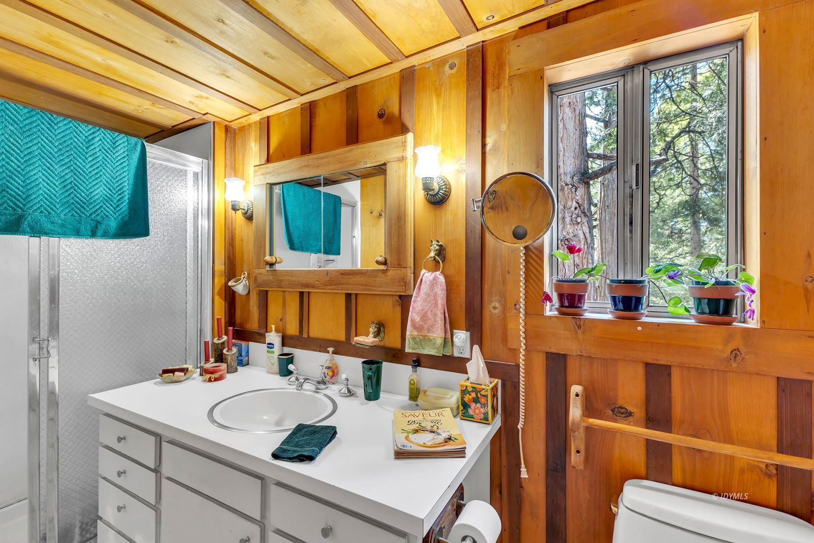 25100 Indian Rock Road Idyllwild, CA 92549 - Photo 52 of 75 a bathroom with a sink and a mirror