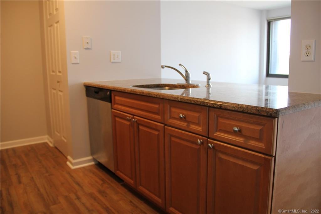 300 Broad Street, Unit 607 Stamford, CT 06901 - Photo 3 of 25 a room with granite countertop a sink and wooden floor
