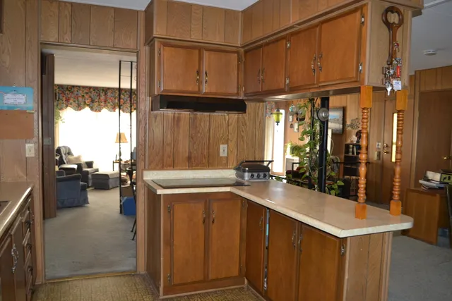 a kitchen with a sink appliances and cabinets