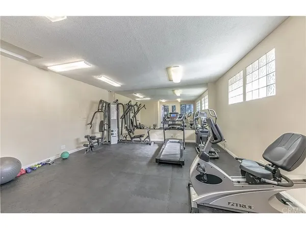 a view of a room with gym equipment