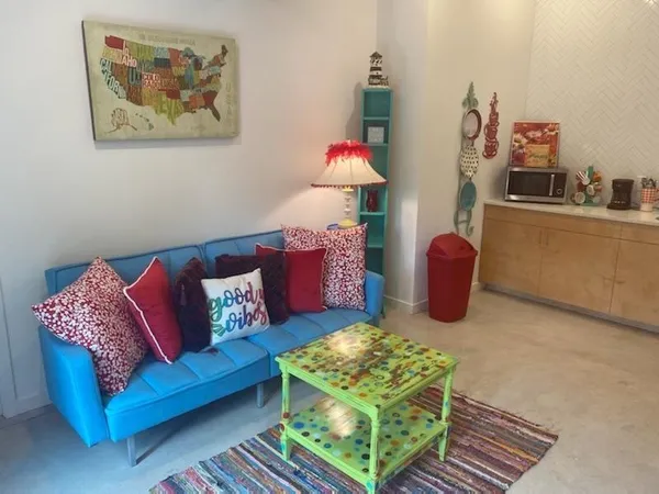 a living room with furniture