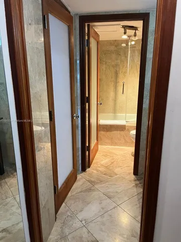 a view of a bathroom from a window