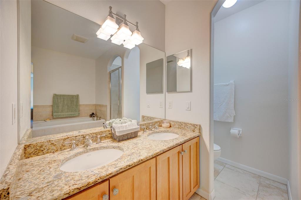 6020 Fishhawk Crossing Boulevard Lithia, FL 33547 - Photo 39 of 53 a bathroom with a granite countertop double vanity sink and a mirror