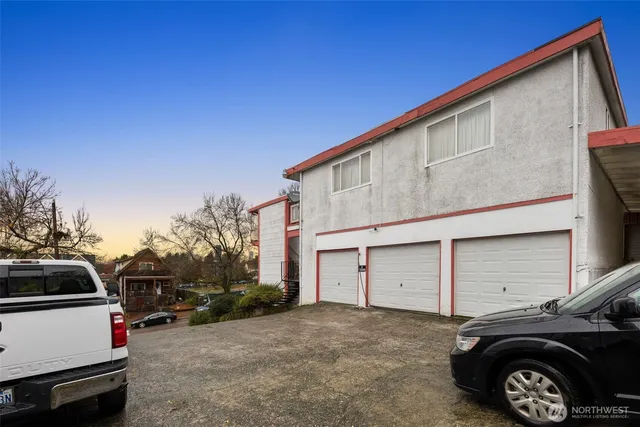 a car parked in front of a house
