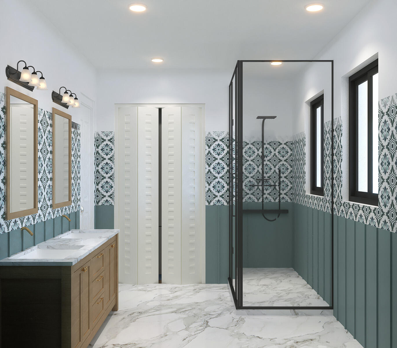 200 B 15th Circle Key Colony Beach, FL 33051 - Photo 49 of 72 a bathroom with a granite countertop sink a mirror and shower