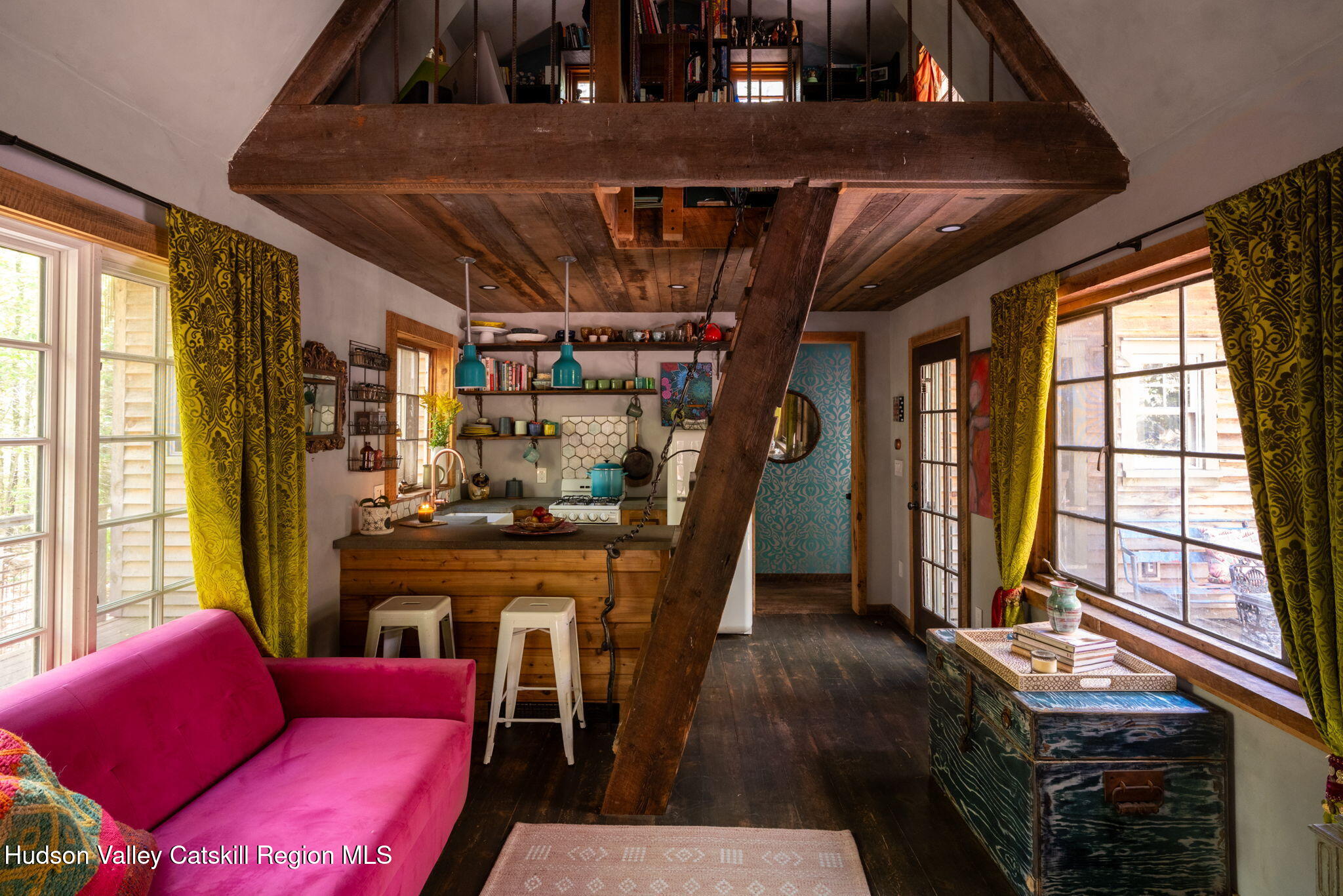 36 Cross Patch Road Willow, NY 12495 - Photo 4 of 32 a living room with furniture a fireplace and large windows