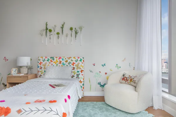 a bedroom with furniture and a bed