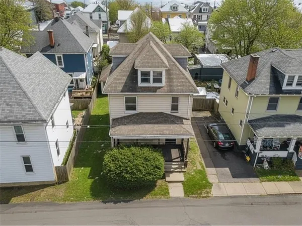 an aerial view of multiple houses