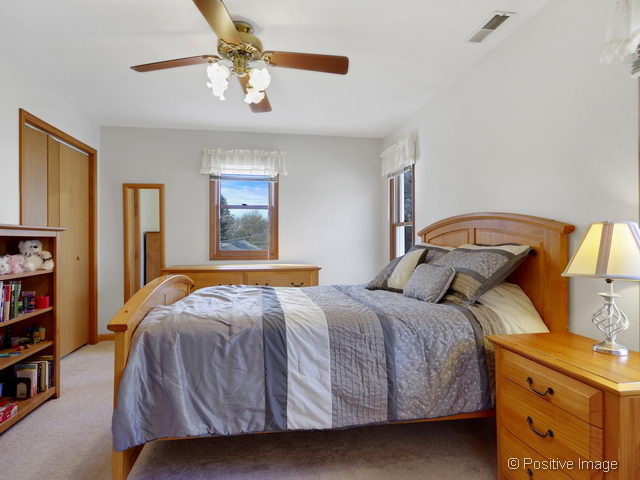 318 East Elm Street Wheaton, IL 60189 - Photo 12 of 17 a bedroom with a bed and a chandelier