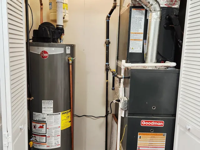a close view of water heater room
