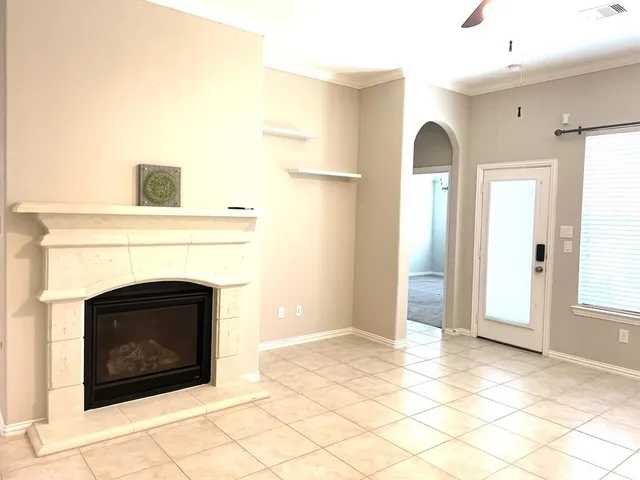 a close view of a fireplace