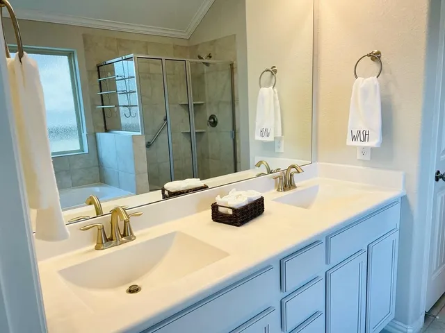 a bathroom with a bathtub