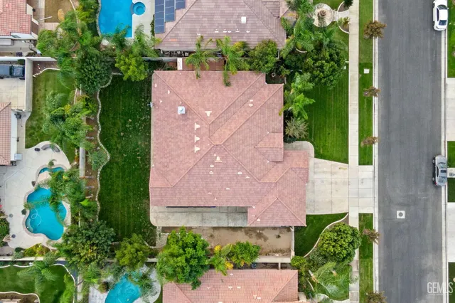 an aerial view of a house