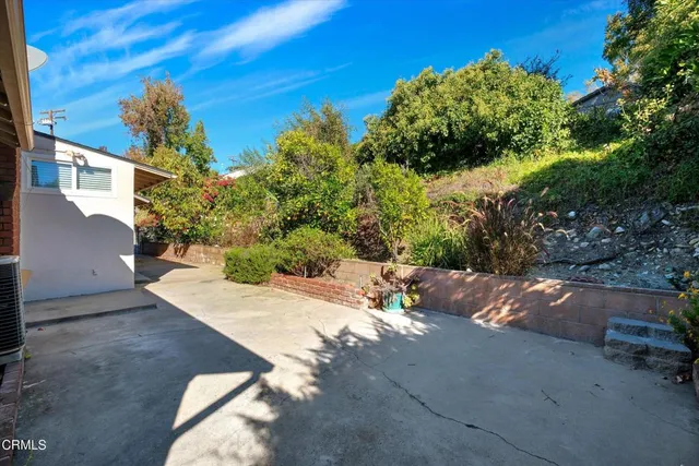 a view of a backyard with plants