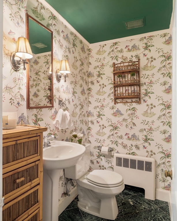 81 Hampshire Road Wellesley, MA 02481 - Photo 16 of 28 a bathroom with a sink a toilet and a mirror